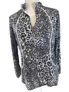 Neiman Marcus Exclusive Leopard Print Zip-Up Jacket  Womens Size S